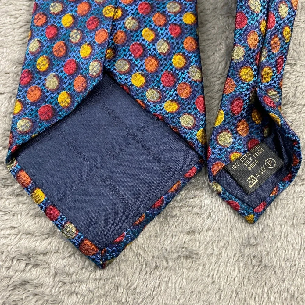 Ermenegildo‎ Zegna Tie Mens OS Multi Color Polka Dot Silk Made in Italy Luxury